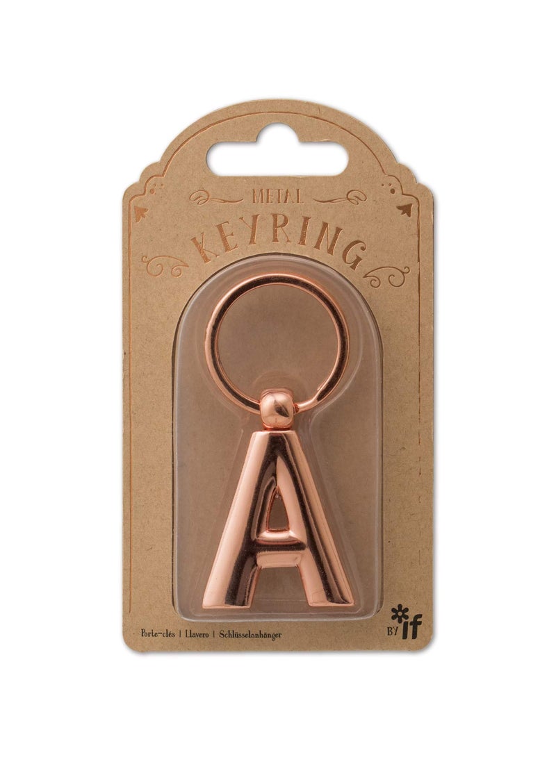 IF Metal Letter Keyring Personalised Alphabet Letters - Rose Gold - A